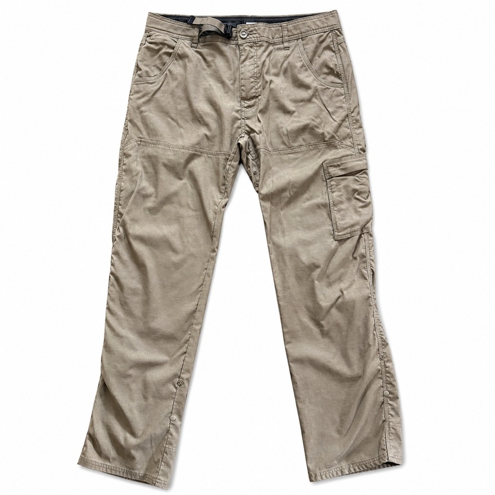 Prana Zion Cargo Pants Men 36x34 Tan Stretch Relaxed Fit Hiking Quick Dry UPF